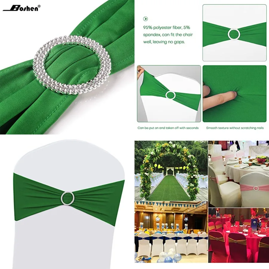

PCS Stretch Chair Sashes Bows Chair Bands with Buckle for Wedding Hotel Banquet Birthday Party Decorations