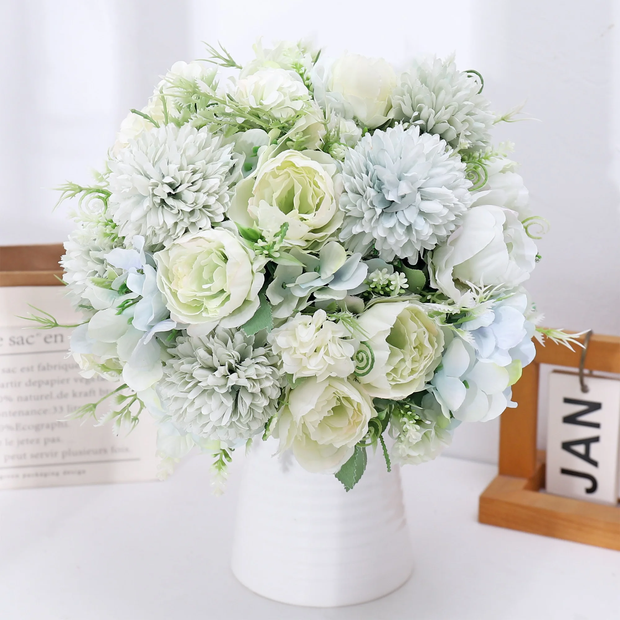 Seide Pfingstrose Künstliche Blumen Hochwertige Hochzeit Zuhause Weihnachtskranz Brautstrauß Tischvase Foto Requisiten DIY Dekoration – Detail 3