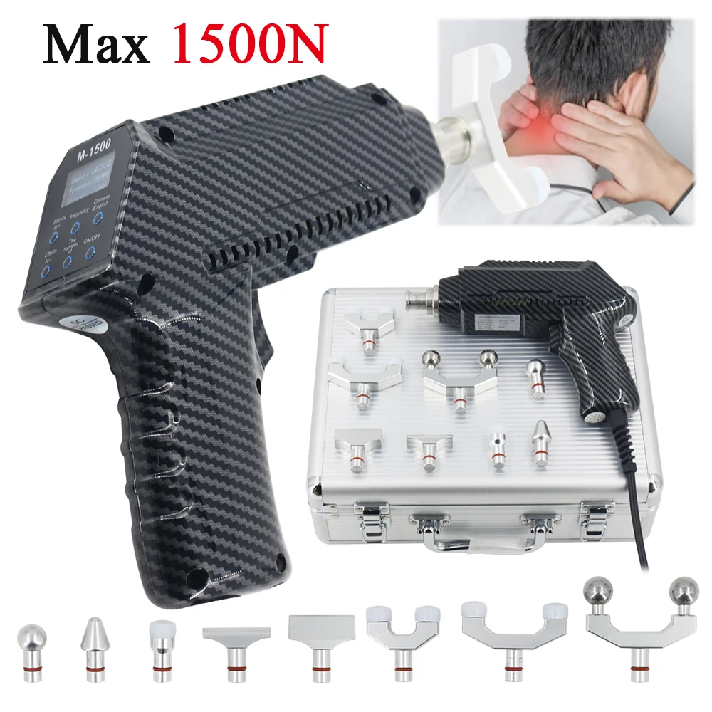 

Инструмент для регулировки хиропрактики позвоночника, электрическая терапия интенсивности 1500N, улучшение боли в шее, поясничных суставах, массажный пистолет, расслабляющий массажер