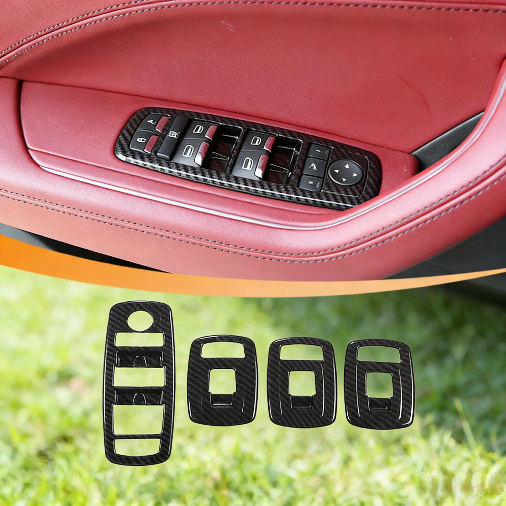 for Maserati Levante 2016-2023 Ghibli 2014-2023 Car Door Window Lift Button Decoration Cover Auto Interior Accessories Moulding