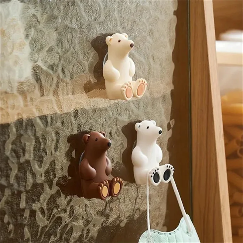 Cute Three-dimensional Bear Silicone Non-perforated Wall-mounted Toothbrush Holder Cute Suction Cup Toothbrush Holder