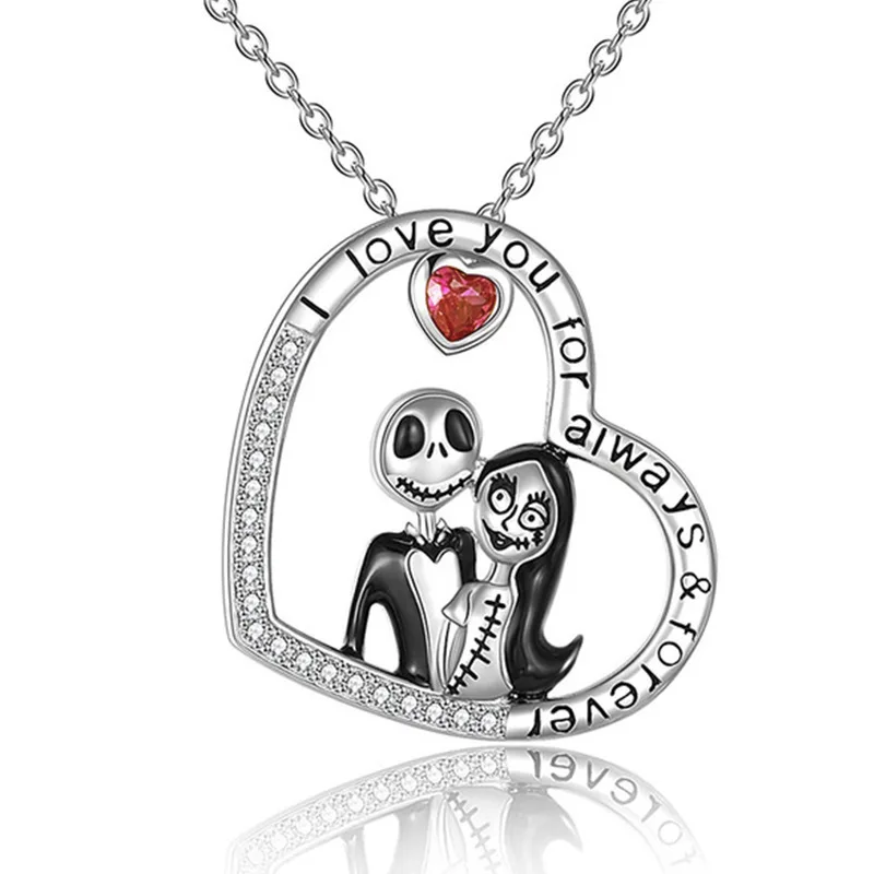 Disney Nightmare Before Christmas Necklace Jack Sally Movie Figures Sweater Chain New Hot Fashion Accessories Women Lover Gifts