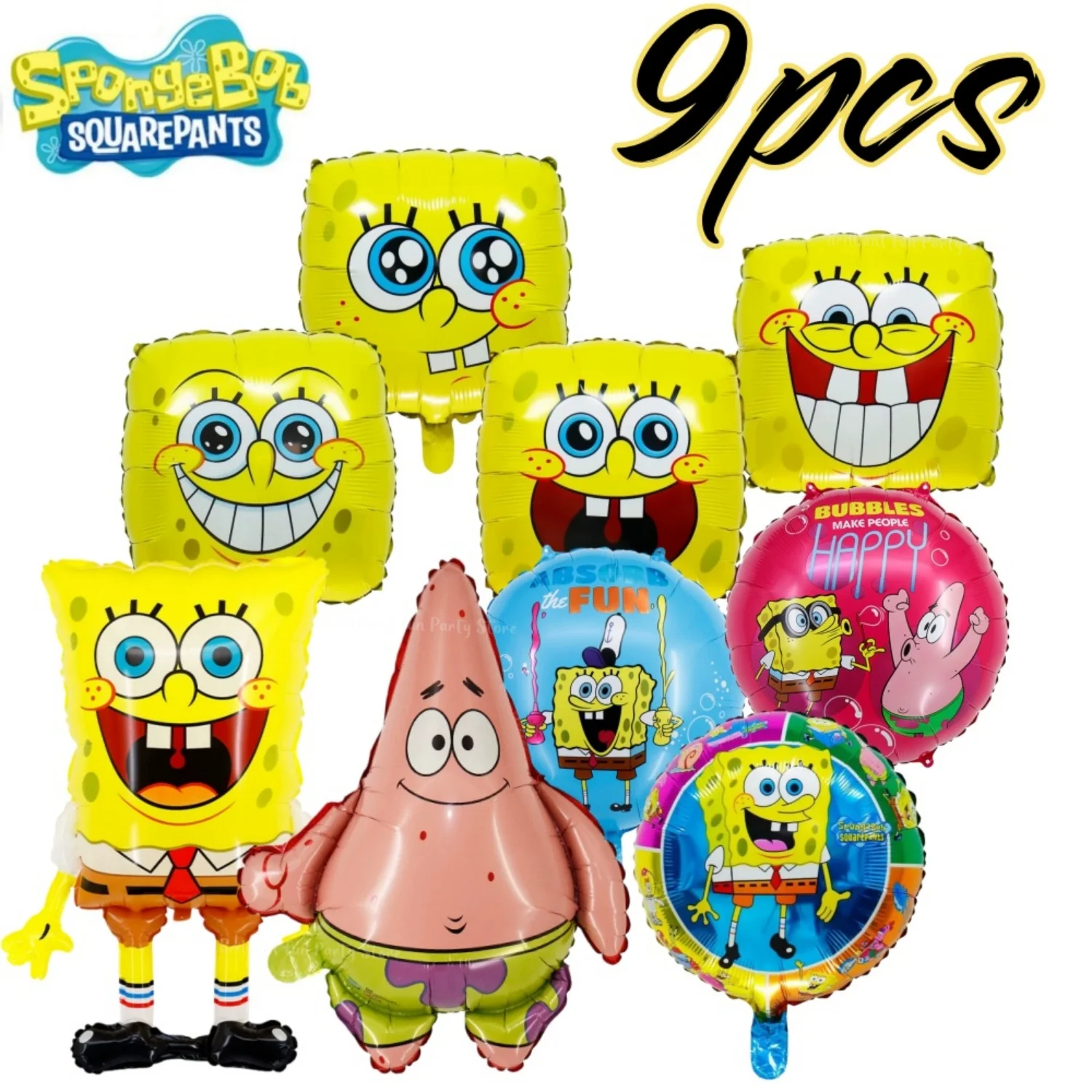 9 pièces Bob l'éponge Patrick Star dessin animé ballons papier d'aluminium ballon ensemble pour enfants bébé douche décorations de fête d'anniversaire