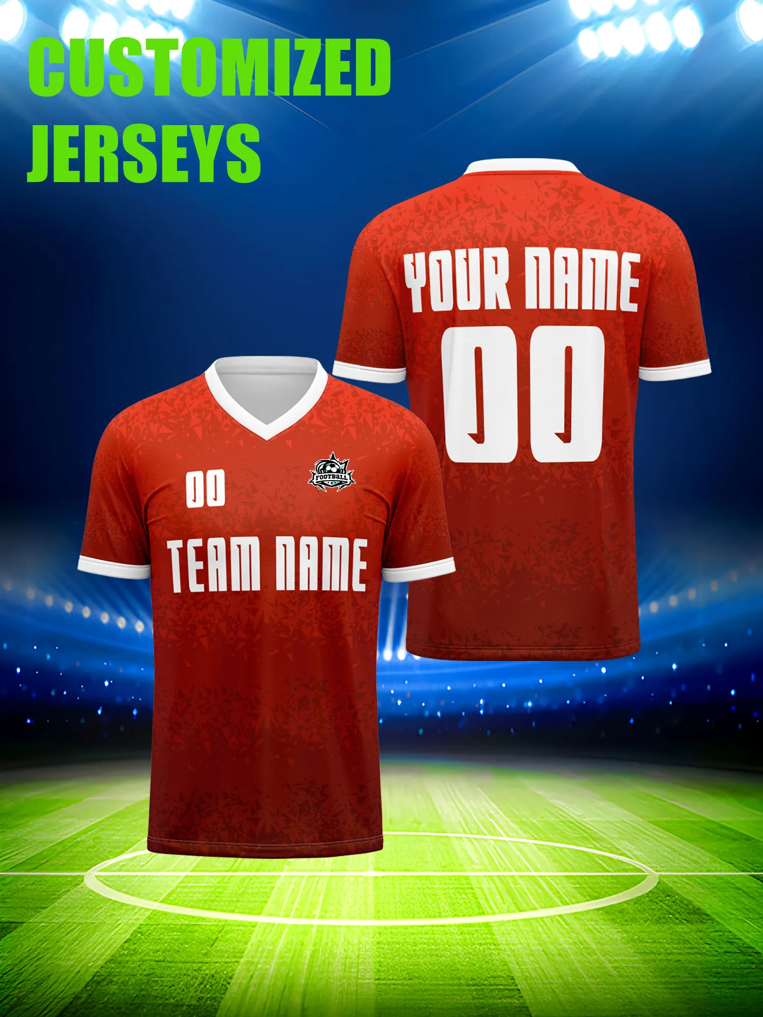 

Футболка для футбола с индивидуальным изображением, номером и именем, из высококачественной полиэстеровой спортивной ткани.