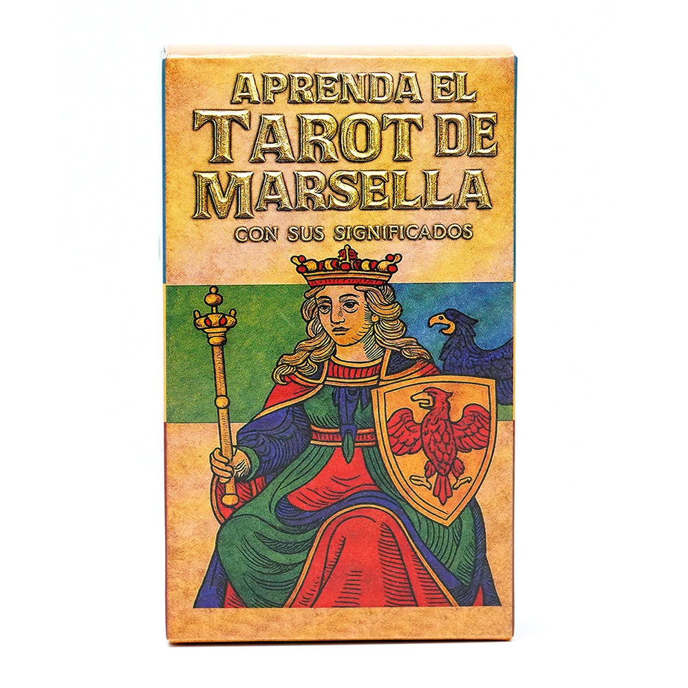 Spanish Marseille Tarot Deck Classic 78 Card Tarot Cards with Meanings Illustrated Guide Traditional European Fortune Telling Di