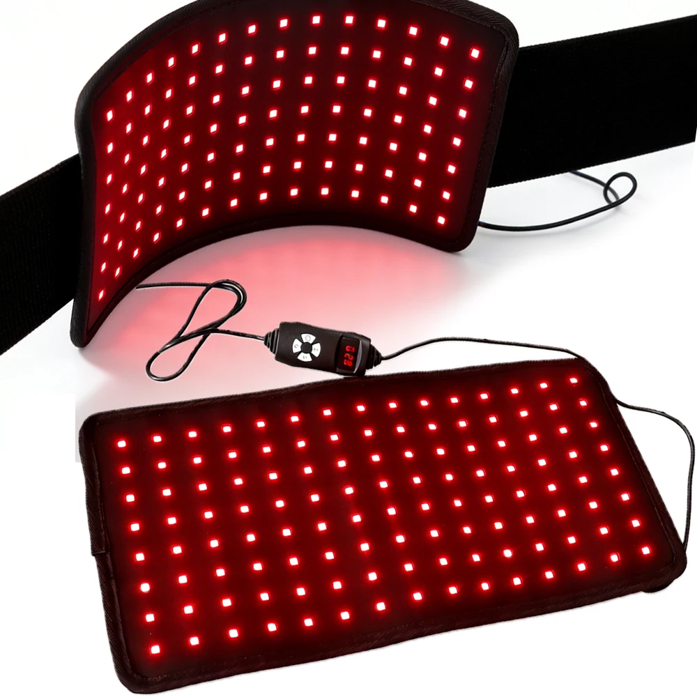 Cinto de Aquecimento com 120 LEDs Infravermelhos para Cuidados com a Pele e Relaxamento Muscular - Almofada Térmica para Cintura e Costas