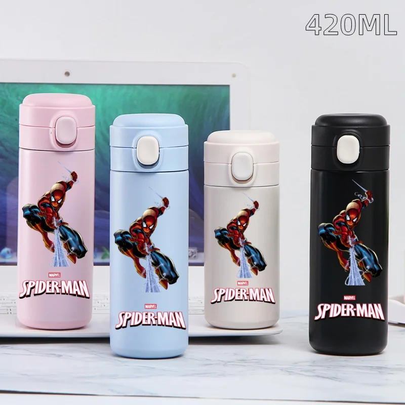 Marvel Spiderman 420ML izolowany kubek ze stali nierdzewnej o dużej pojemności Anime Cartoon butelki na wodę kubek wody pitnej prezenty dla studentów