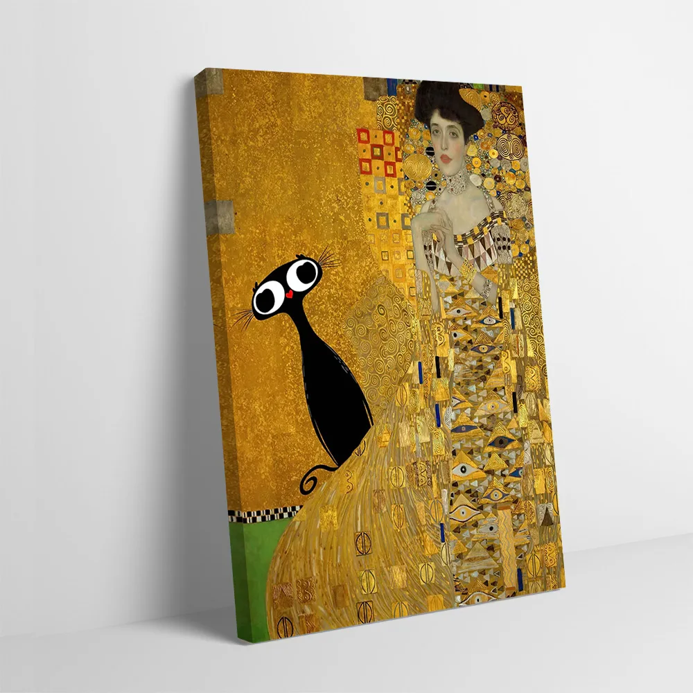 غوستاف كليمت القطة السوداء صورة ملصق تخصيص مطبوعة قماش اللوحة للصور جدار الفن غرفة الألعاب الديكور المنزل