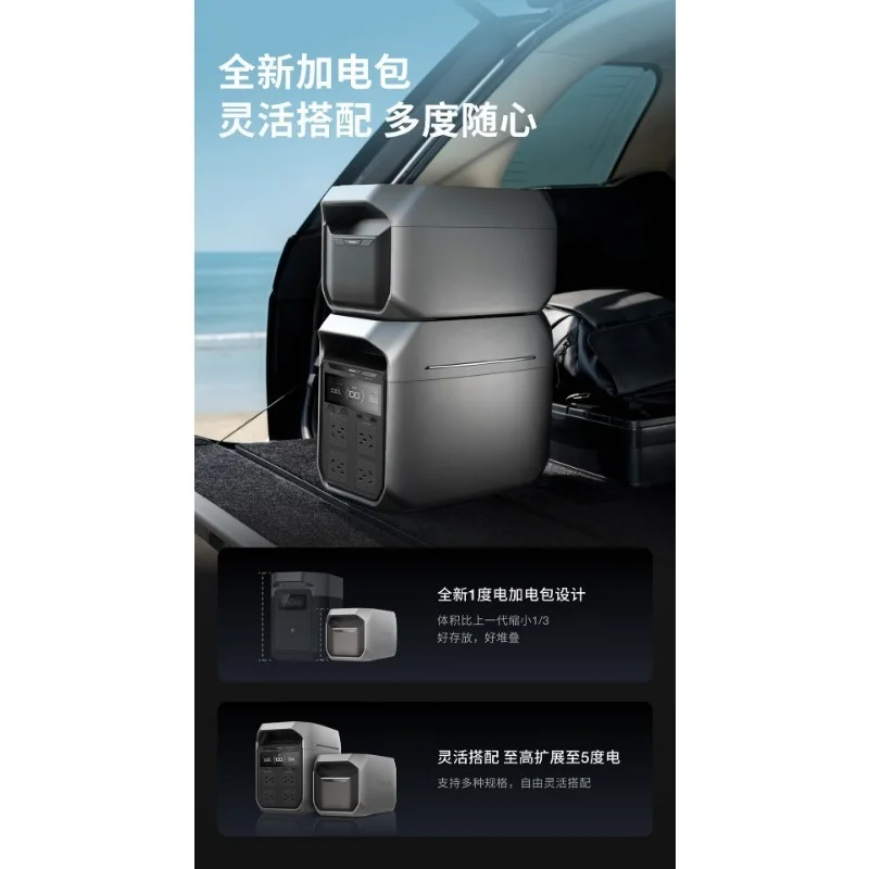 1024Wh Expansion Battery Pack Portable Extra Energy Storage Module Compatible with Delta 3 Outdoor Power Station