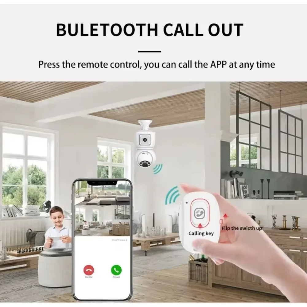 4K 8MP light bulb WiFi ip camera dual lens dual screen automatic tracking two-way audio color night vision security video camera