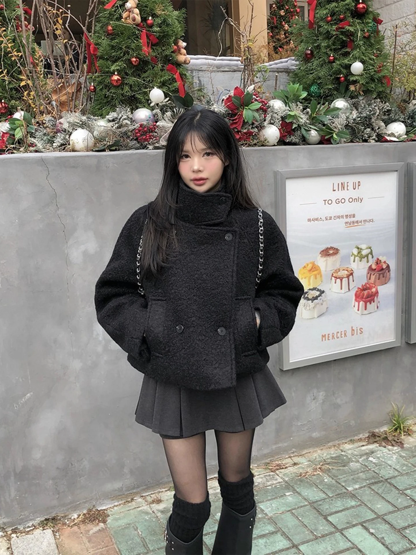 レディースウールコート ダブルブレスト 綿裏地付き 暖かい 冬の新作ファッション 無地 韓国版 ルーズフィット