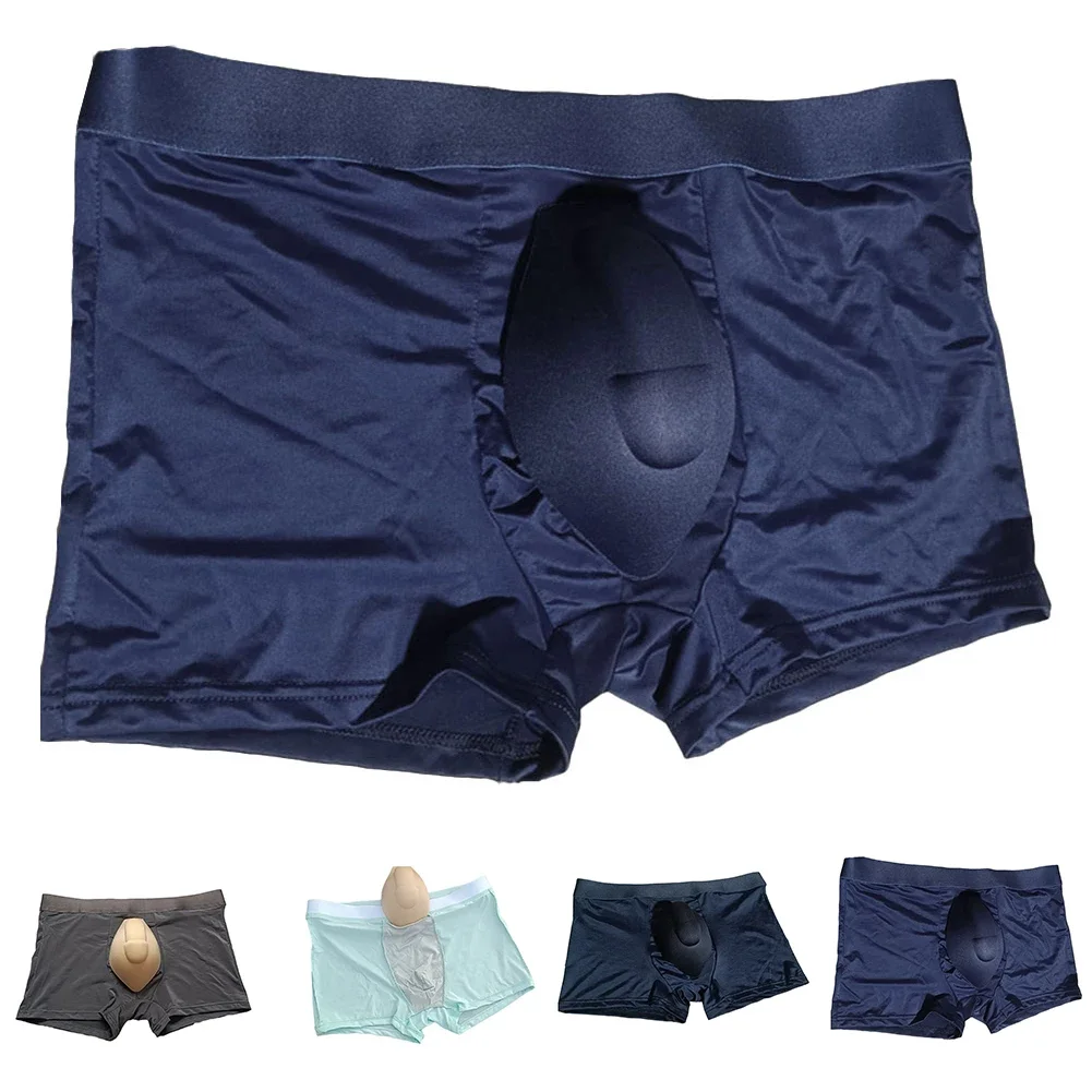 

Mens Ice Silk Bulge Pouch Briefs Seamless G-string Boxer Briefs Hombre Breathable Panties Ultra-Thin Trunks Elastic Underwear