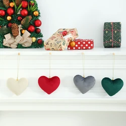 5pcs Velvet Hearts Ornaments For Christmas Valentines Day Luxury Party Decoration Small Gifts For Bride Wedding Presents