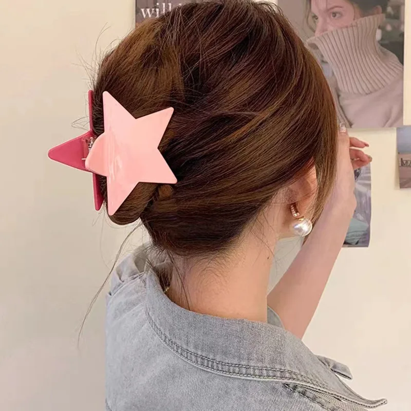 Korean Fashion Star Shaped Hair Claw Y2k Hair Clip Clamp Irregular Acrylic Acetate Star Claw Hairpin Party Hair Accessories