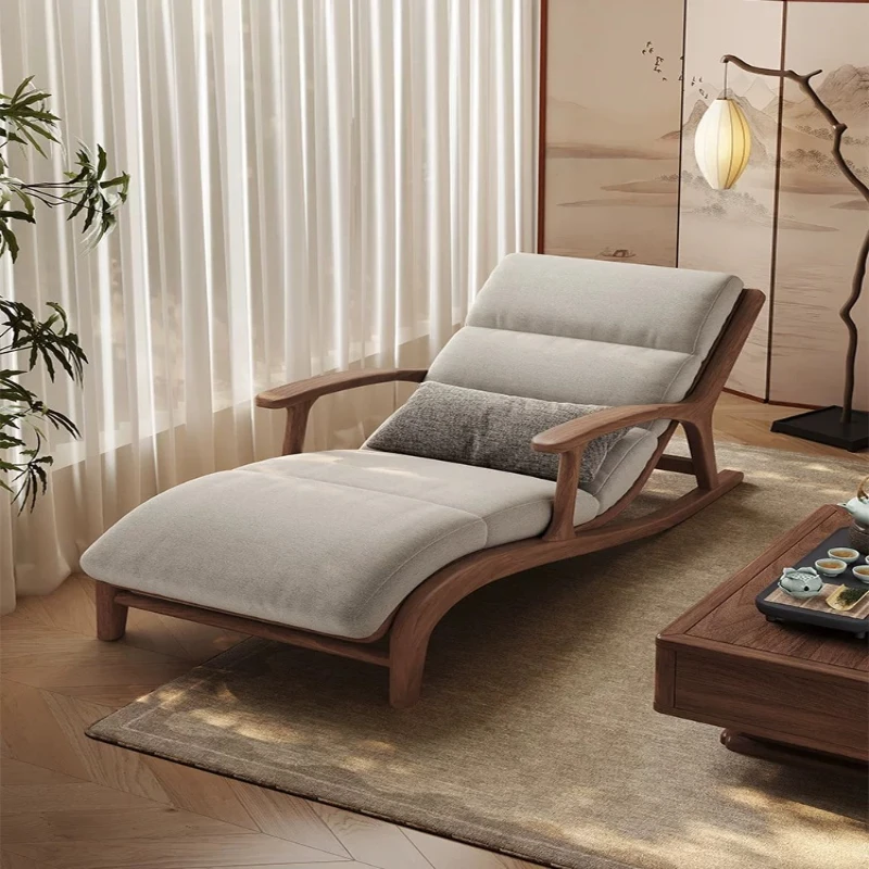 LH Song-style aesthetic solid wood princess chair single sofa bed balcony leisure recliner
