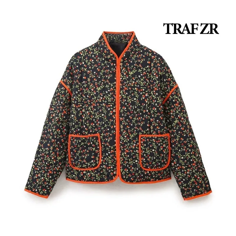 

TRAF ZR Padded Coat Prairie Chic Floral Printwarm Parka Woman Winter Coats Elegant Luxury Women's Coat Vintage Snow Parka