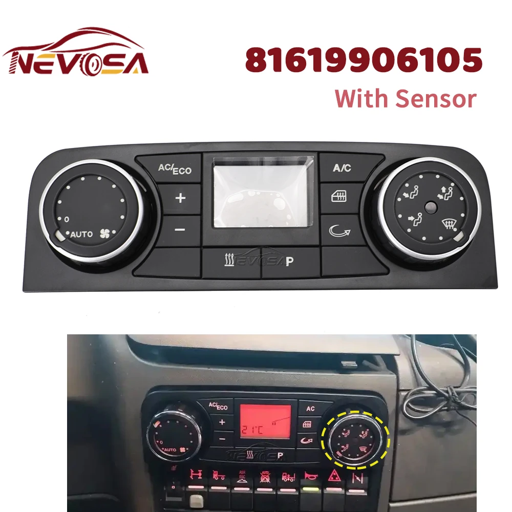 

For MAN TGS TGX TGL TGM 81619906105 81619906081 81619906097 81619906115 A/C Air Heater Conditioning Control Switch Panel Truck