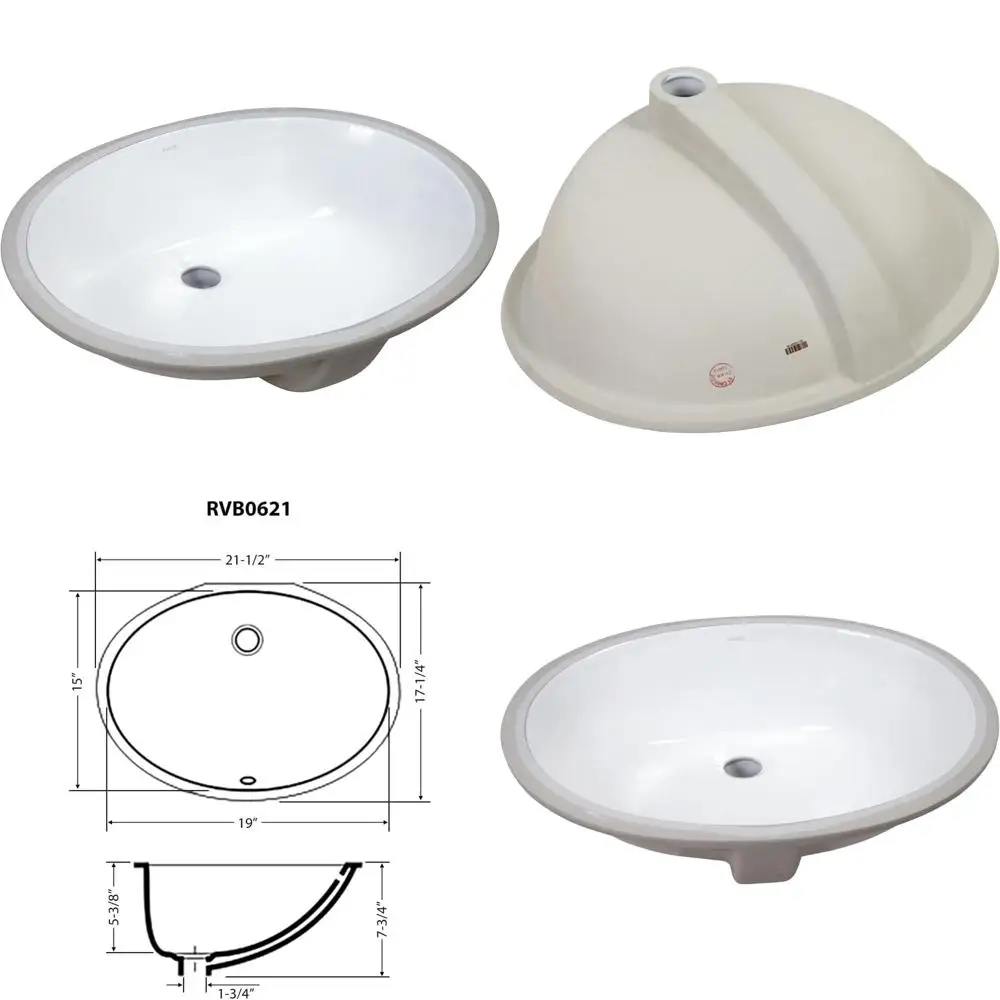 White Oval Porcelain Undermount Bathroom Sink with Overflow, 22 x 15 Inches