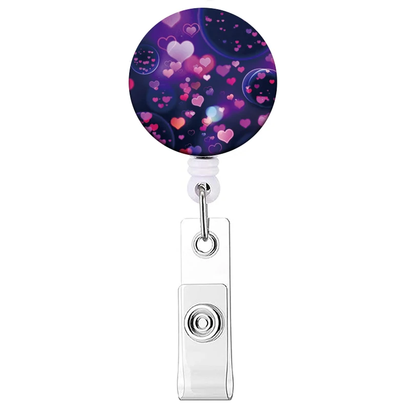 Neue Stil Farbe Liebe Versenkbare Clip Reel Karte Halter Herz Form ID Business Arbeit Karte Yoyo Abzeichen Halter Büro Liefert – Detail 30