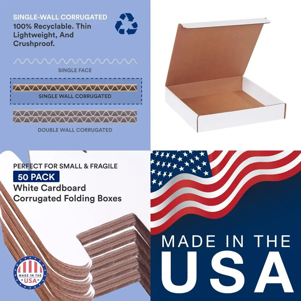 

Medium 50-Pack 11L x 11W x 2H Corrugated Cardboard Moving Boxes for Packing and Storage