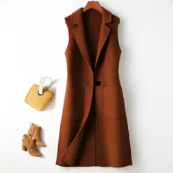 2024 Women's Suit Vest Medium Length One Button Slim Fit Spring Autumn Casual Office Set Solid Color Plus Size Jacket L21