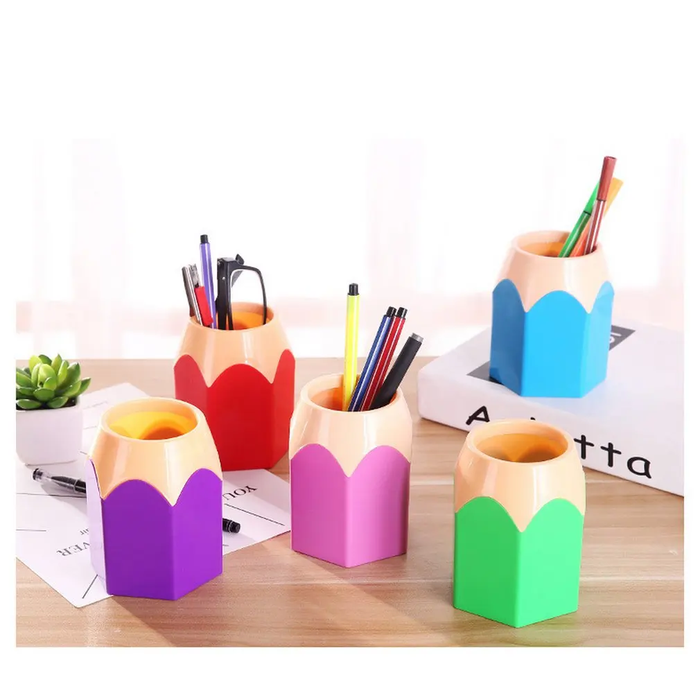 Creativo penna vaso matita vaso trucco porta pennelli cancelleria scrivania in plastica ordinata organizzatore contenitore scuola forniture per ufficio