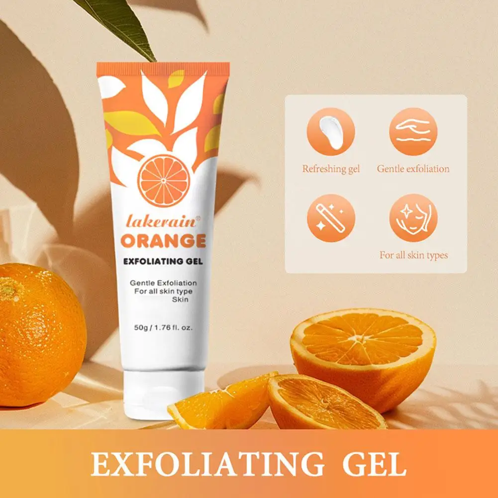 50G Oranje Exfoliërende Gel Voor Gezichtsverzorging Scrub Huidreiniging Zachte Oranje Gezichtsscrub Body Reinigingsgel Dode Huidverwijderaar