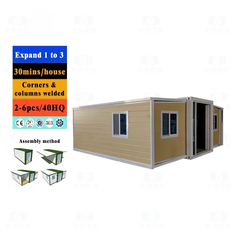 Detachable Australian Standard Granny Flat Folding Expanding Container House 2 Bedroom Prefabricated Container Home