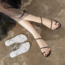 Comemore 2023 New Fashion Women Sandals Fashion Flat Sandal Low Heel Shoes Summer Footwear Flip-flop Women's Comfortable Sandals