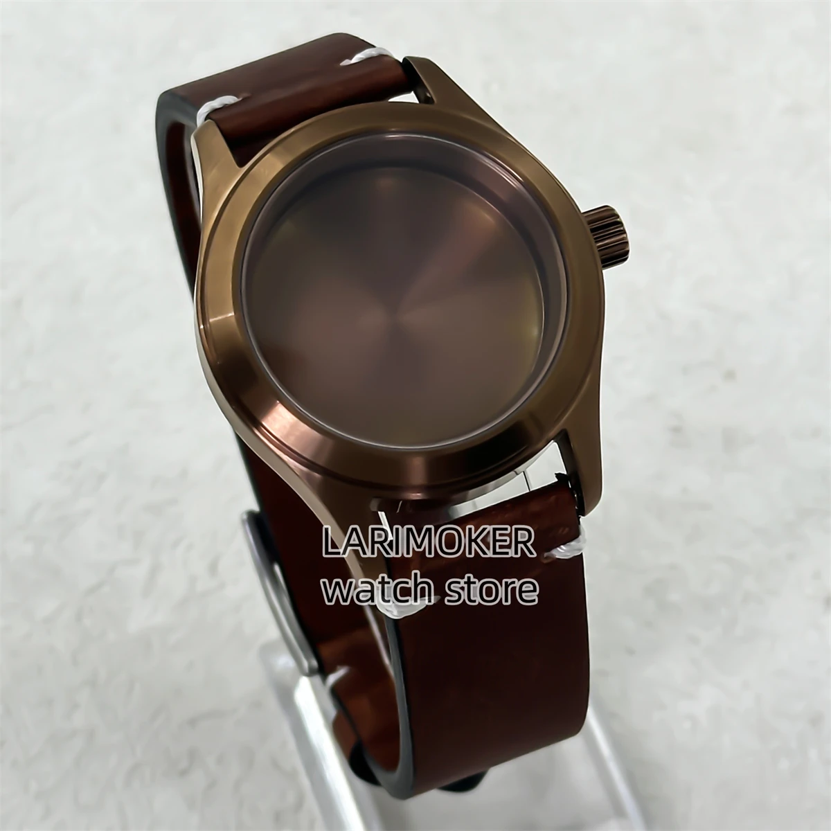 BLIGER 39mm nuevo Esfera marrón con correa de goma retro 100m caja de acero inoxidable resistente al agua accesorios de modificación de reloj