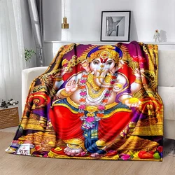 6 Sizes Warm Soft India Ganesh Pattern Blanket Fluffy Children and Adults Sofa Plush Bedspread Throw Blanket for Sofa Bed Gift