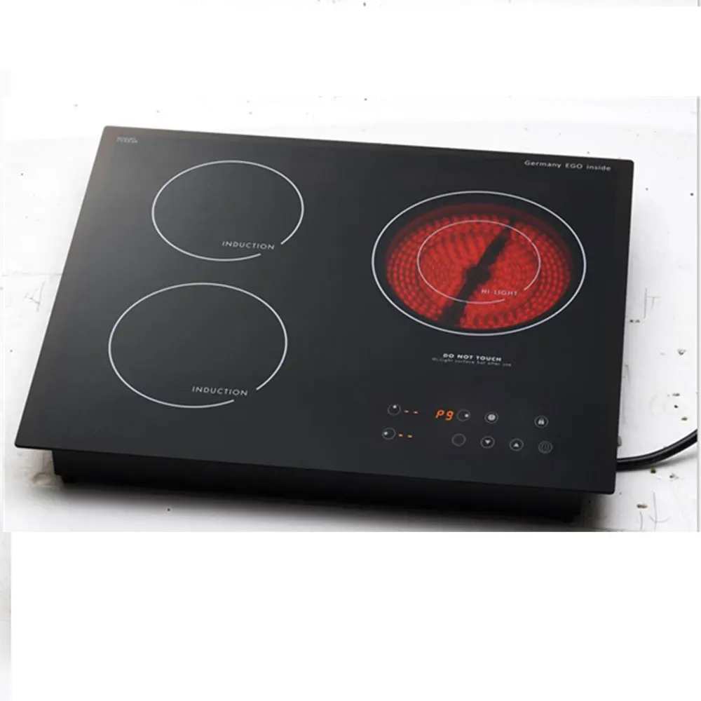 Commercial Threer-head Electric Cooker Ceramic Cooker Electric Stove Integrated Embedded Cooktop Stove High Power Ceramic Hob