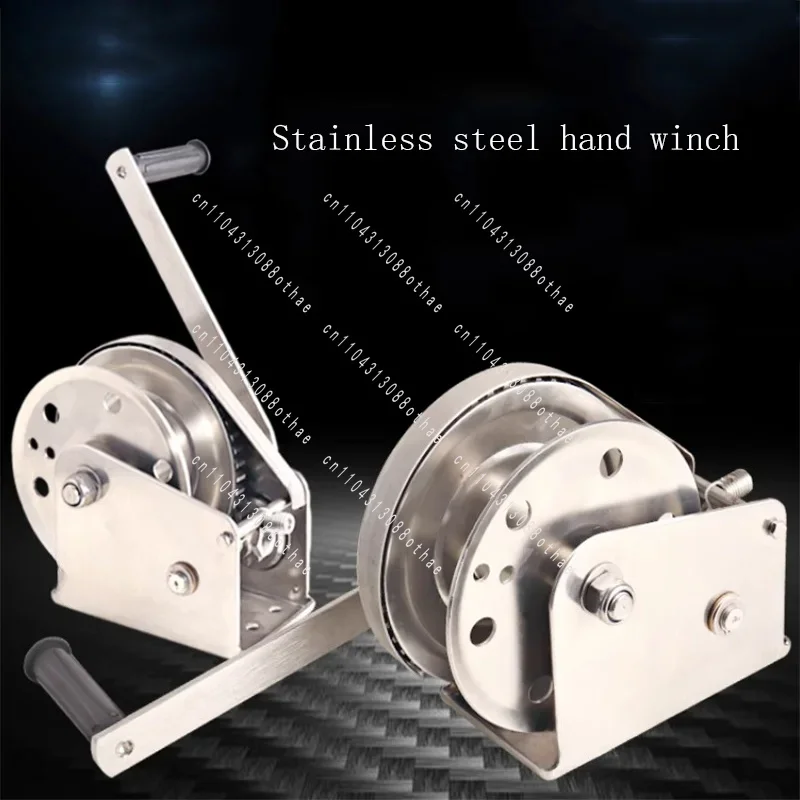 Sewage Small Anti Rust Lifting 304 Stainless Steel Hand Cranked Winch 1200 Pounds Bi-directional Self-locking Manual Winch