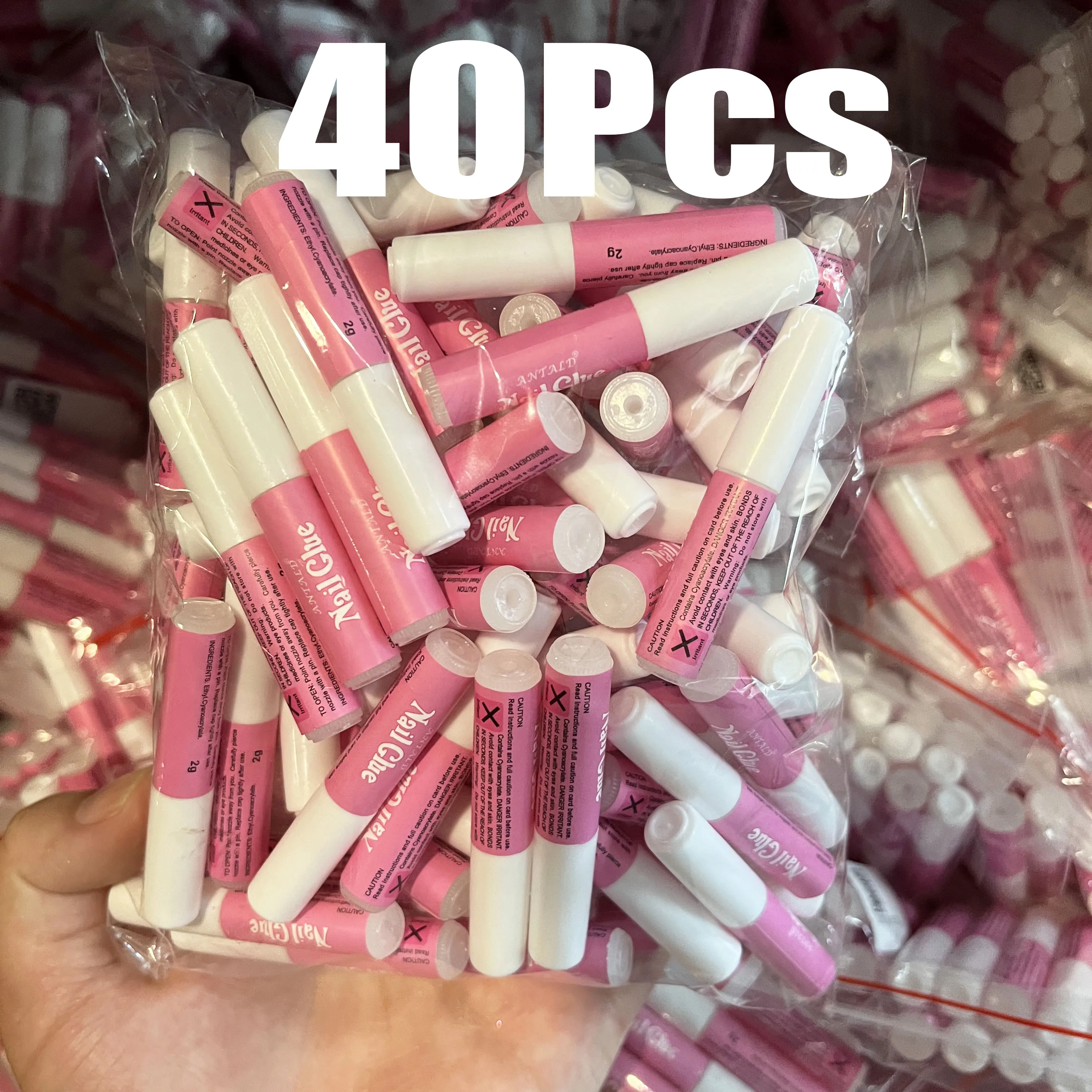 40PCS/Bag Fast-Dry Acrylic False Nail Tip Nail Glue Super-Strong Press On Nails Nail Gel Long-Lasting Adhesive Manicure Gel(2g)