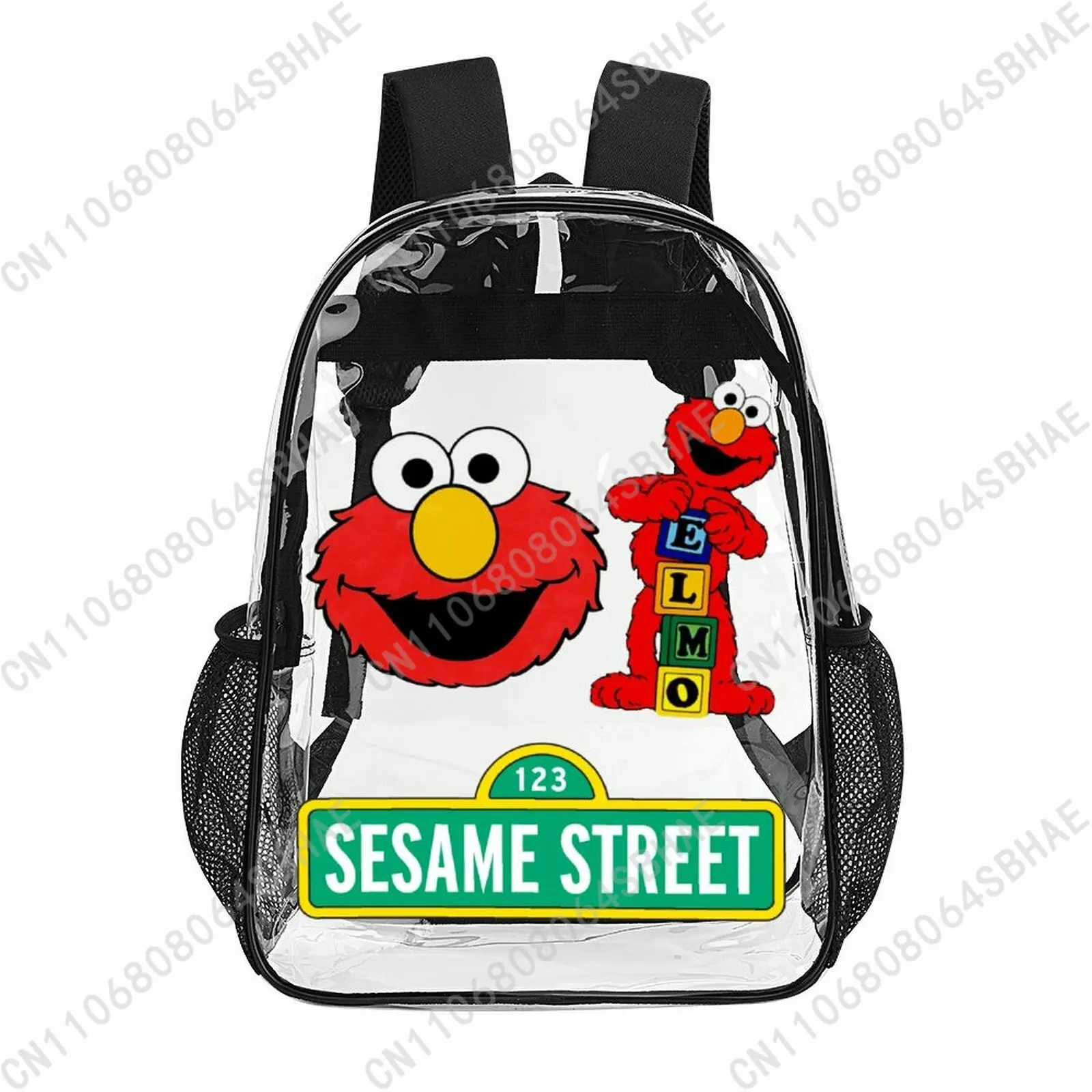 

S-Sesame S-Street Trendy 17 Inch Clear Backpack for Teenage Girls Boys Personalized Name Transparent School Bag Cool PVC Gifts