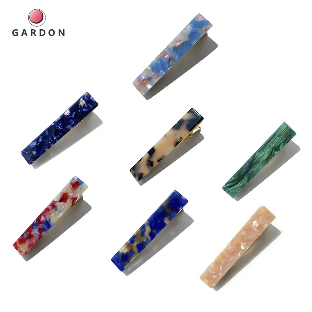 4/2 Pcs Women Metal Acetate Hair Pin Leopard Geometric Textured Rectangle Duckbill Clips Hairpins Barrette Girl Hair Accessories