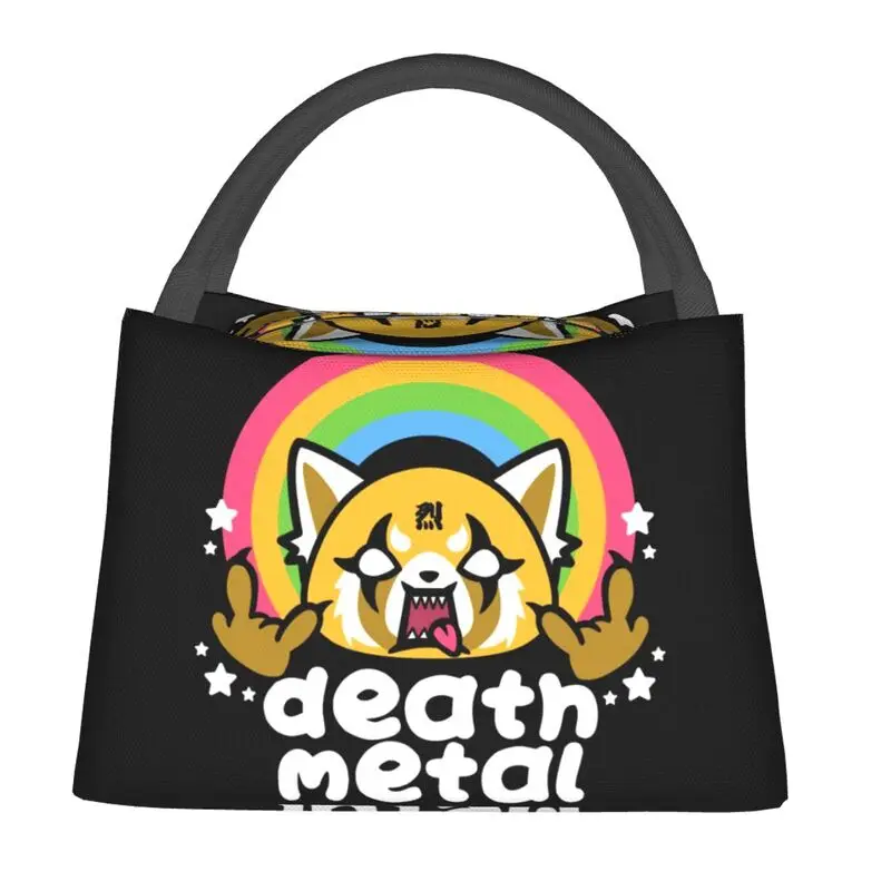 Death Metal Aggretsuko Aggressive Retsuko Portable Lunch Boxes Japanese Anime Manga Thermal Cooler Food Insulated Lunch Bag