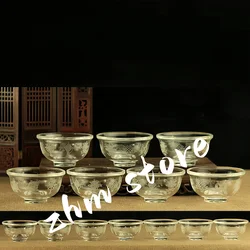 1pcs/set White Transparent Artificial Crystal Buddhist Sacrificed Water Eight Auspicious Symbol Putting Decorate Cups Sets