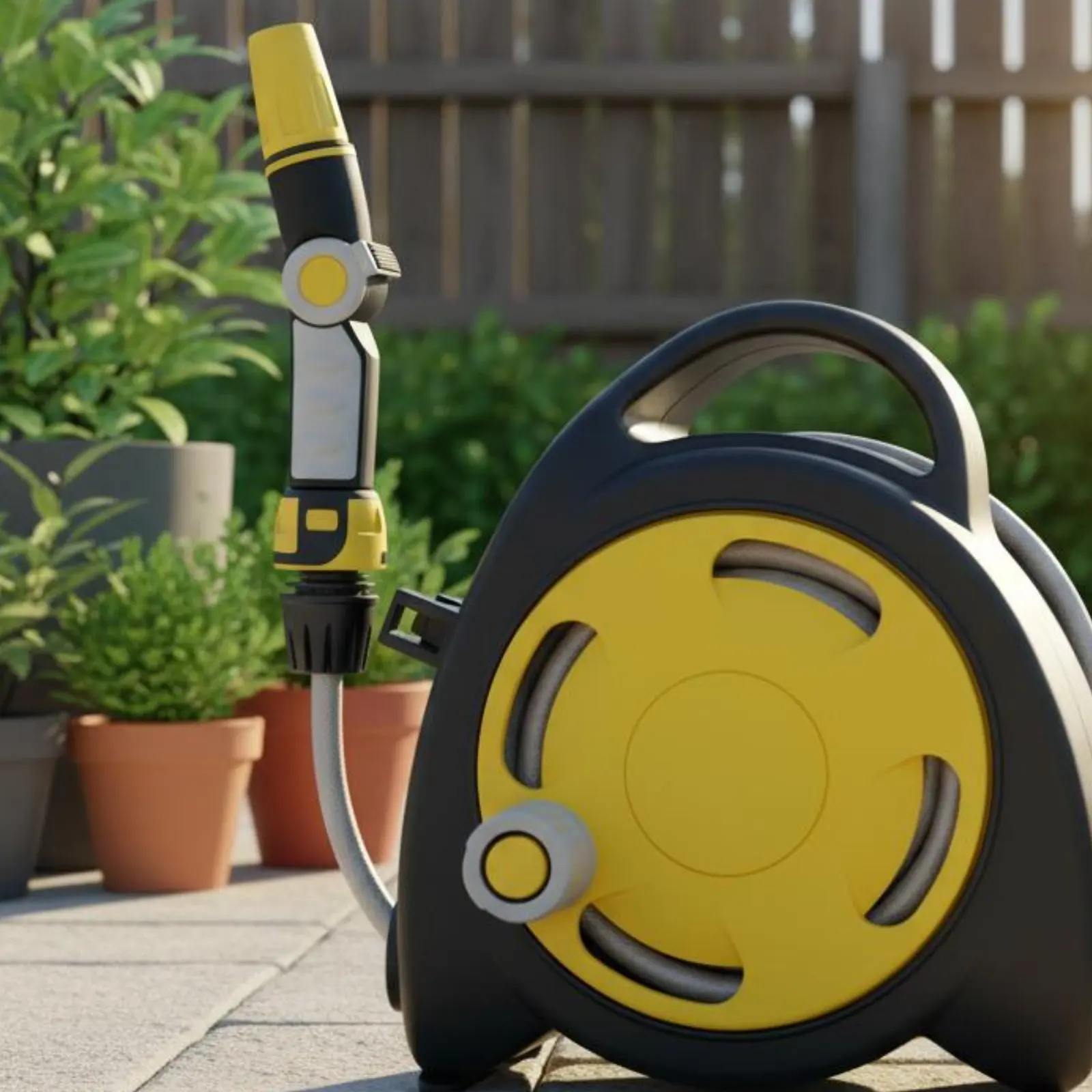 Garden Hose Reel Compact Portable Hose Reel with Water Gun Set for Space Saving Freestanding Outdoor Watering Plants Flowers view 5