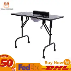 Portable Nail Table for Technicians w/ Folding Function Manicure Desk for Both Salon and Home w/ Dust Collector Fan