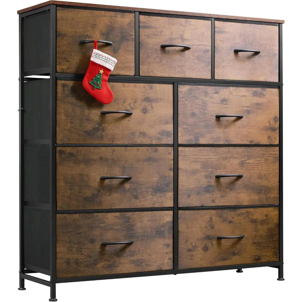 

9-Der Drer, abric Storage Tower or Bedroom, Hallway, Entryway, Closet, Tall Chest Organizer Unit with abric Bins, Steel e, Wood
