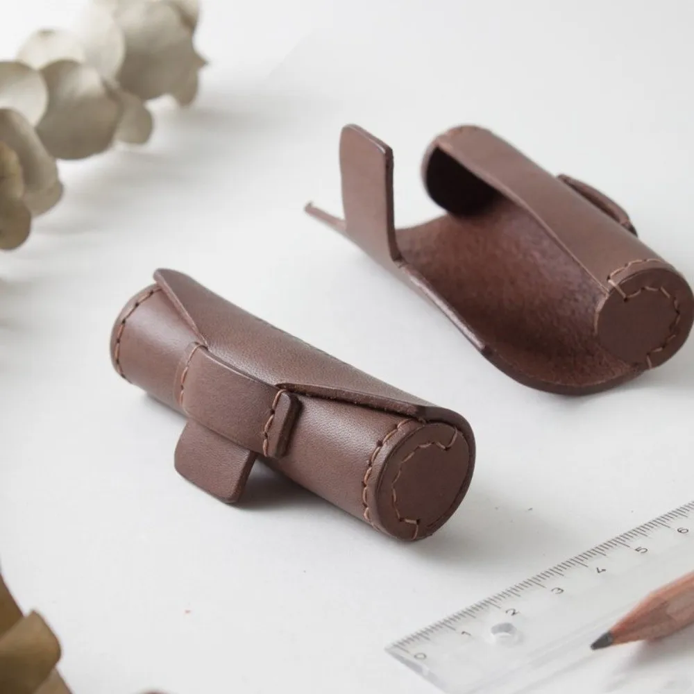 Round Shape Lipstick Box Exquisite Leather Multi-Function Seal Storage Bag 3D Storage Cylindrical Design Leather Lipstick Cover
