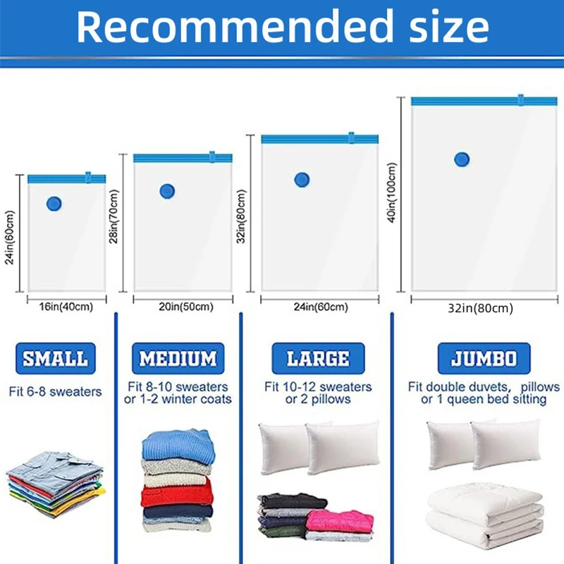 1/3/5PCS Vacuum Storage Bags with Valve Quilt Compression Pouch Space Saving Clothes Organizer Vacuum Bag Vacuum Sealing Bags image 5