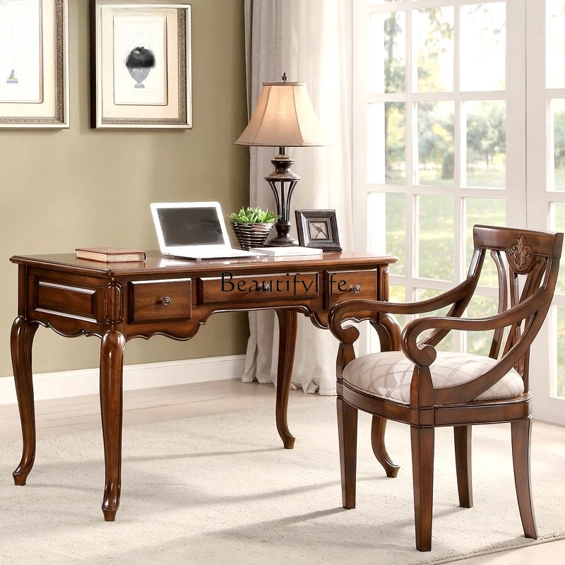 

American-style Solid Wood Desk Home Writing Table Bedroom Study Office Computer Desk