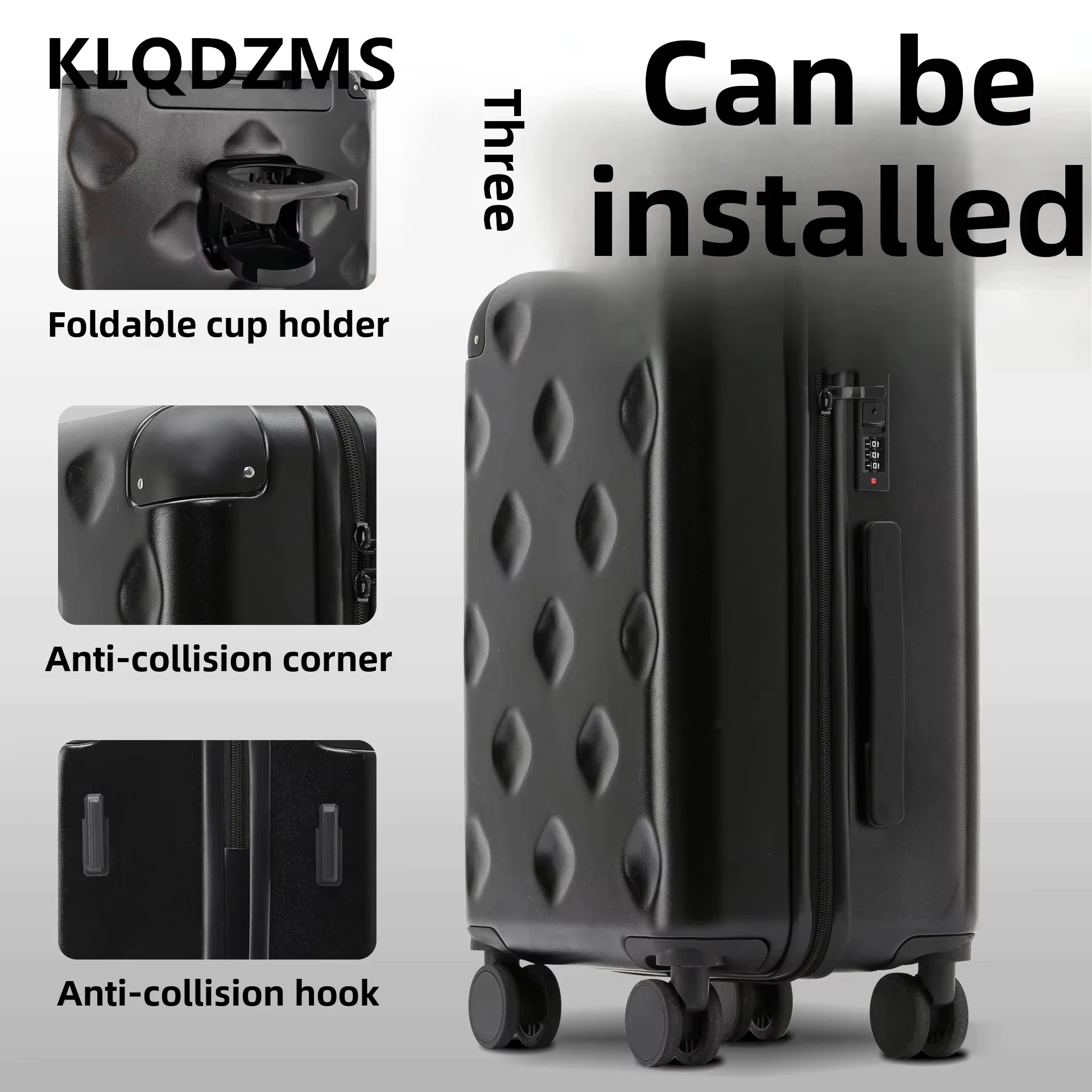 

KLQDZMS 20Inch Handheld Travel Suitcase PC Boarding Box Zipper Trolley Case Multifunctional Password Box 24"26" Cabin Luggage