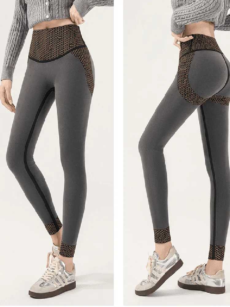 Moda outono inverno fce forrado emagrecimento calças de yoga cintura alta calças compridas cena casual calças de camada base feminina