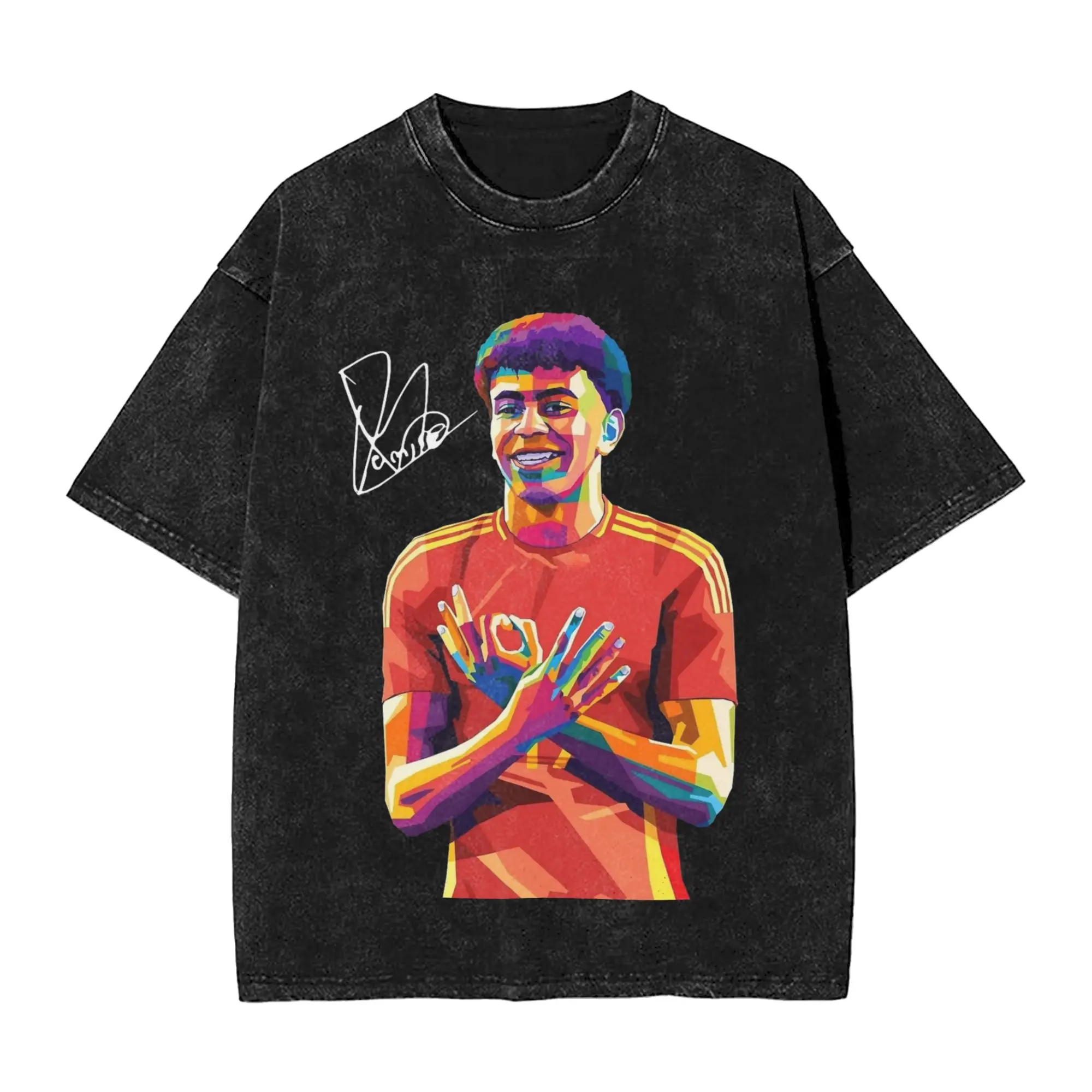 Lamine Y-Yamal Washed T Shirts Streetwear Hip Hop Fashion T-Shirt Football Soccer Tees Tops Men Women Cotton Street Summer