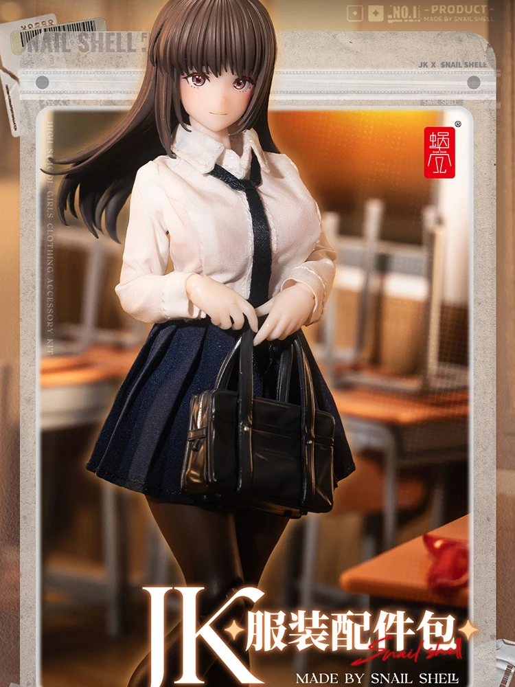 

1/12 Female Soldier JK Uniform Shirt Skirt Leather Shoes Necktie Handbag Accessory Set For Snail Shell Mobile Suit Girl Deocrs