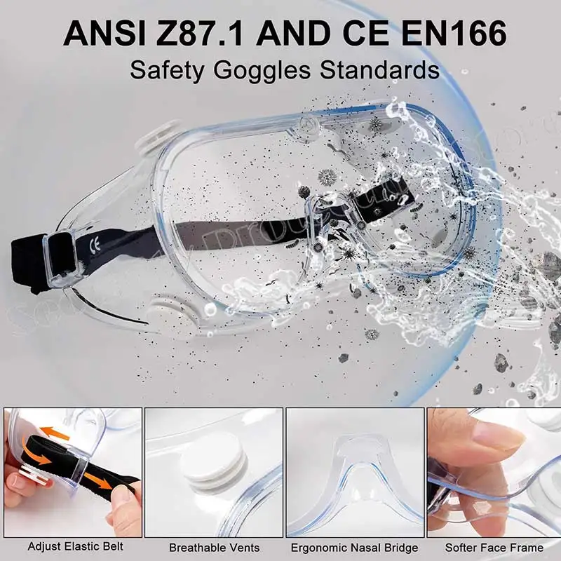 1621 Glasses Goggle Anti-Impact PC Chemical Splash ANSI Z87 Standard Safety Personal Protection UV Protective Factory