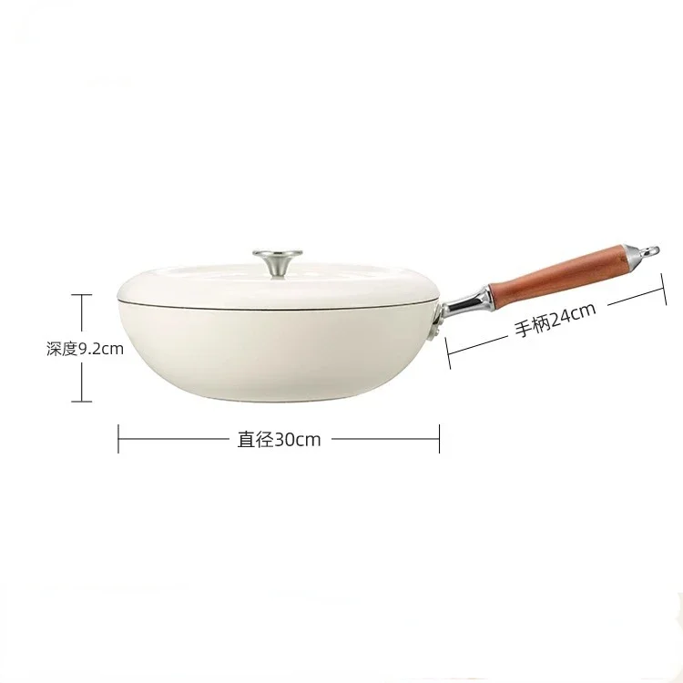 Uncoated enamel wok Refined iron household stir fry non stick pan Special for induction cookers gas stoves cookware